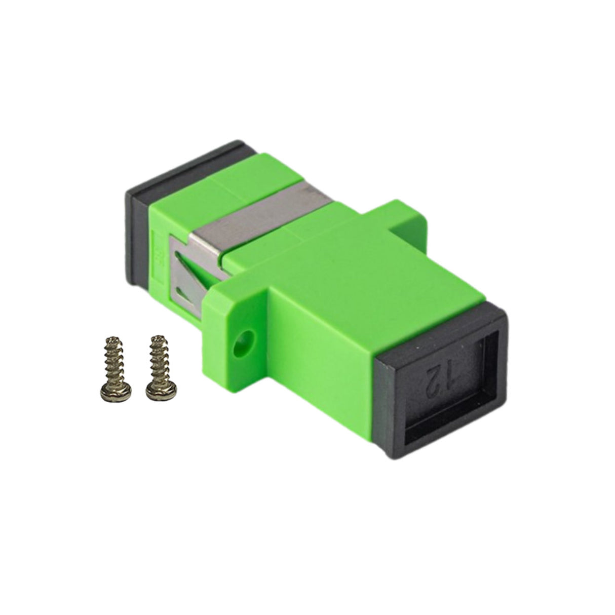12-pack Green Simplex SC to SC Fiber Optic Adapter Coupler for Singlemode Fiber Patch Cable | Simplex SC Adapter with Screws