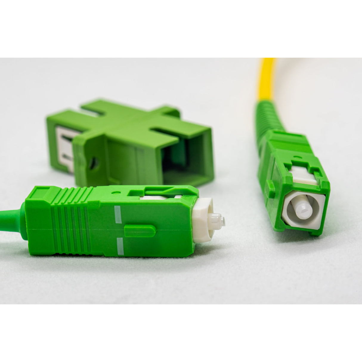 12-pack Green Simplex SC to SC Fiber Optic Adapter Coupler for Singlemode Fiber Patch Cable | Simplex SC Adapter with Screws