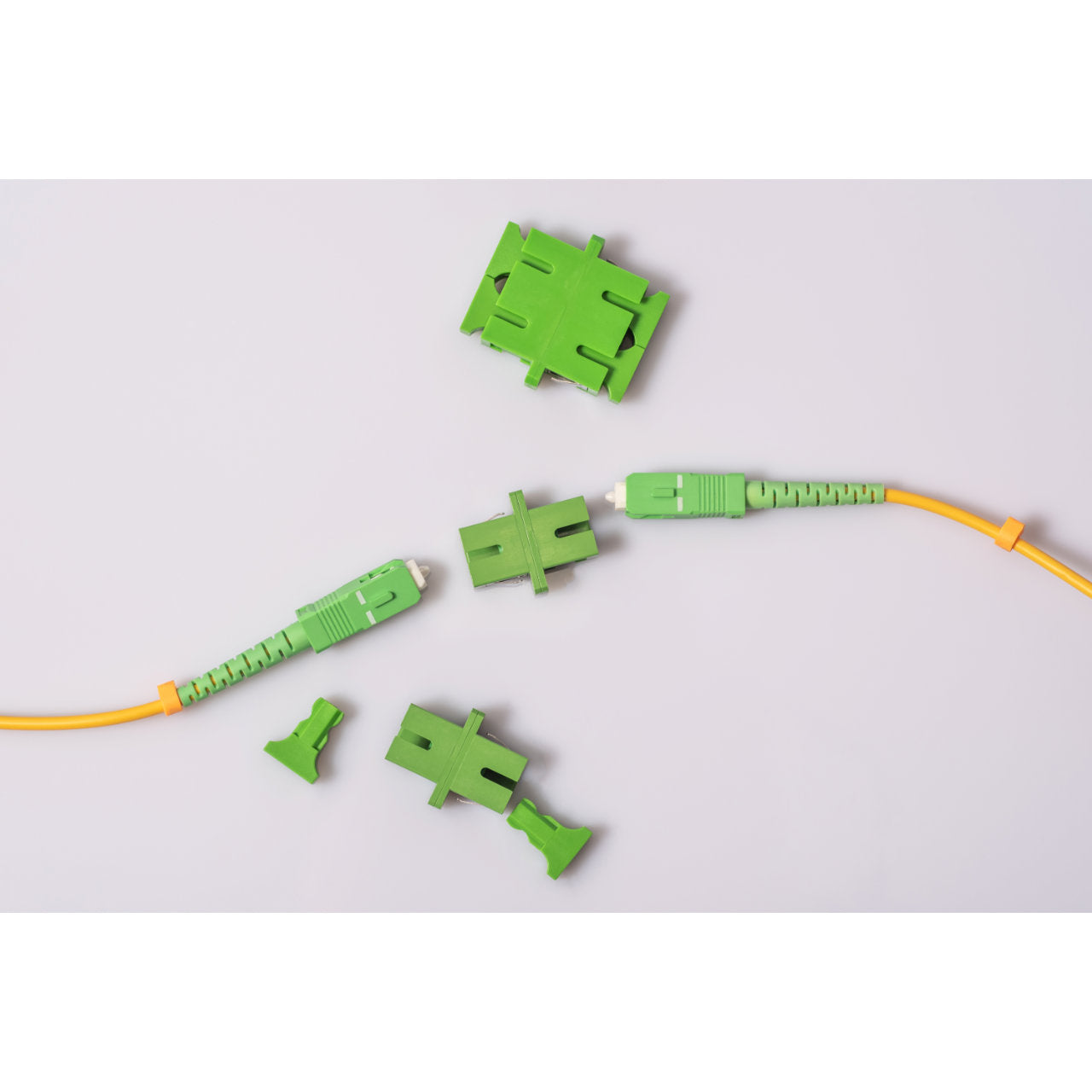 12-pack Green Simplex SC to SC Fiber Optic Adapter Coupler for Singlemode Fiber Patch Cable | Simplex SC Adapter with Screws