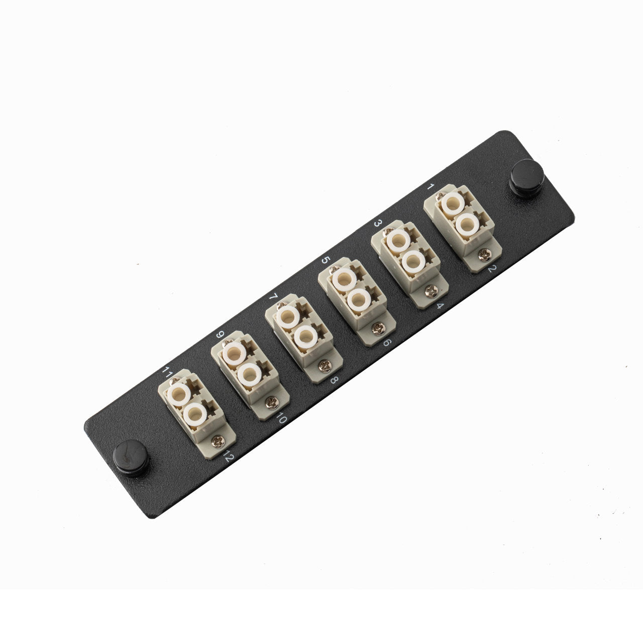12-Port LGX Compatible Fiber Patch Panel with Numbered Ports, Preloaded with Beige LC Adapters/Couplers