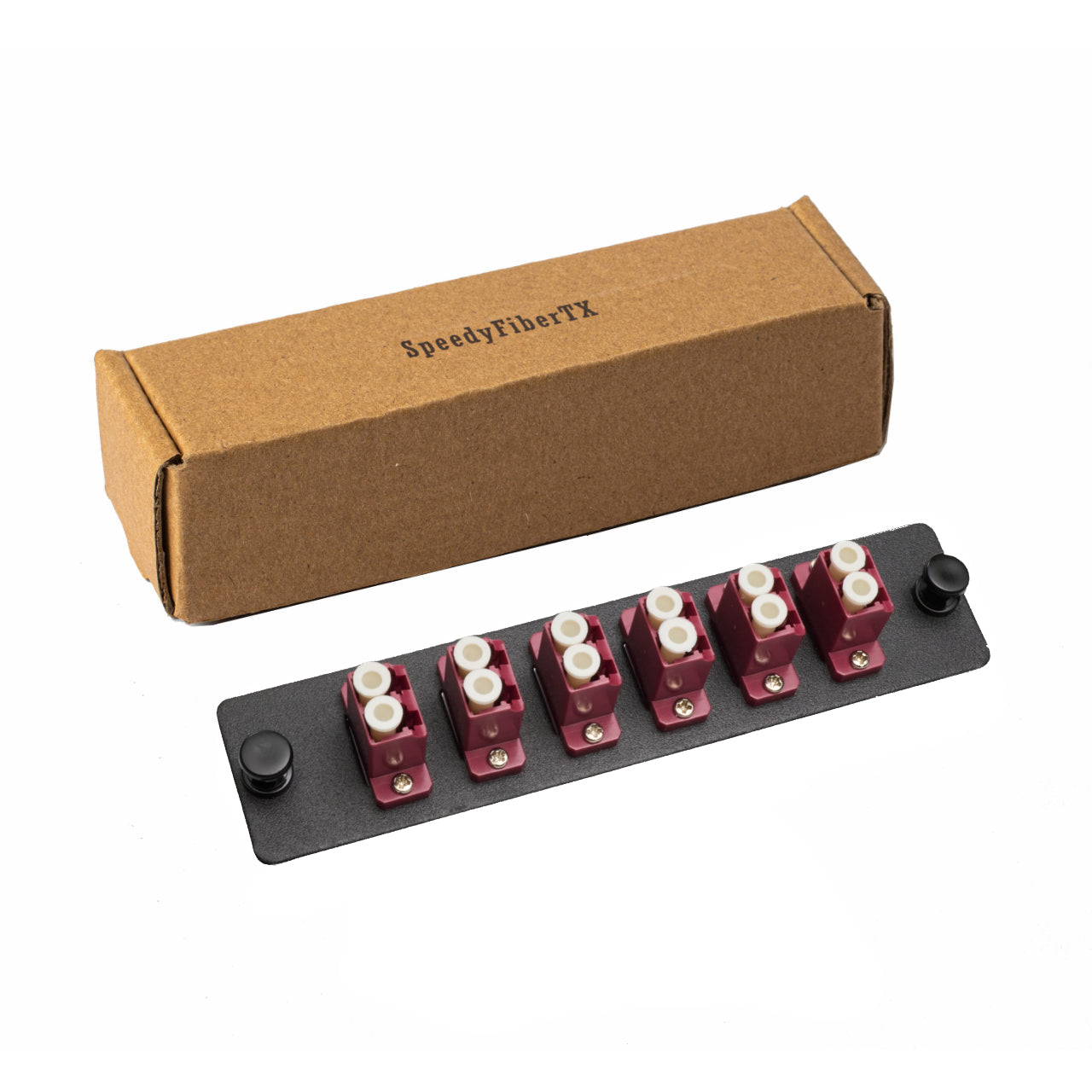 12-Port LGX Compatible Fiber Patch Panel with Numbered Ports, Preloaded with Magenta LC Adapters/Couplers