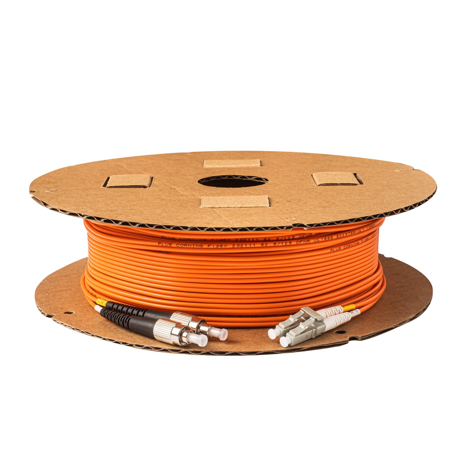 0.2dB LC/UPC to FC/UPC Multimode OM1 Duplex Fiber Patch Cable | Corning InfiniCor 300 Optical 62.5 µm Multimode Fiber |  Orange OFNP Jacket