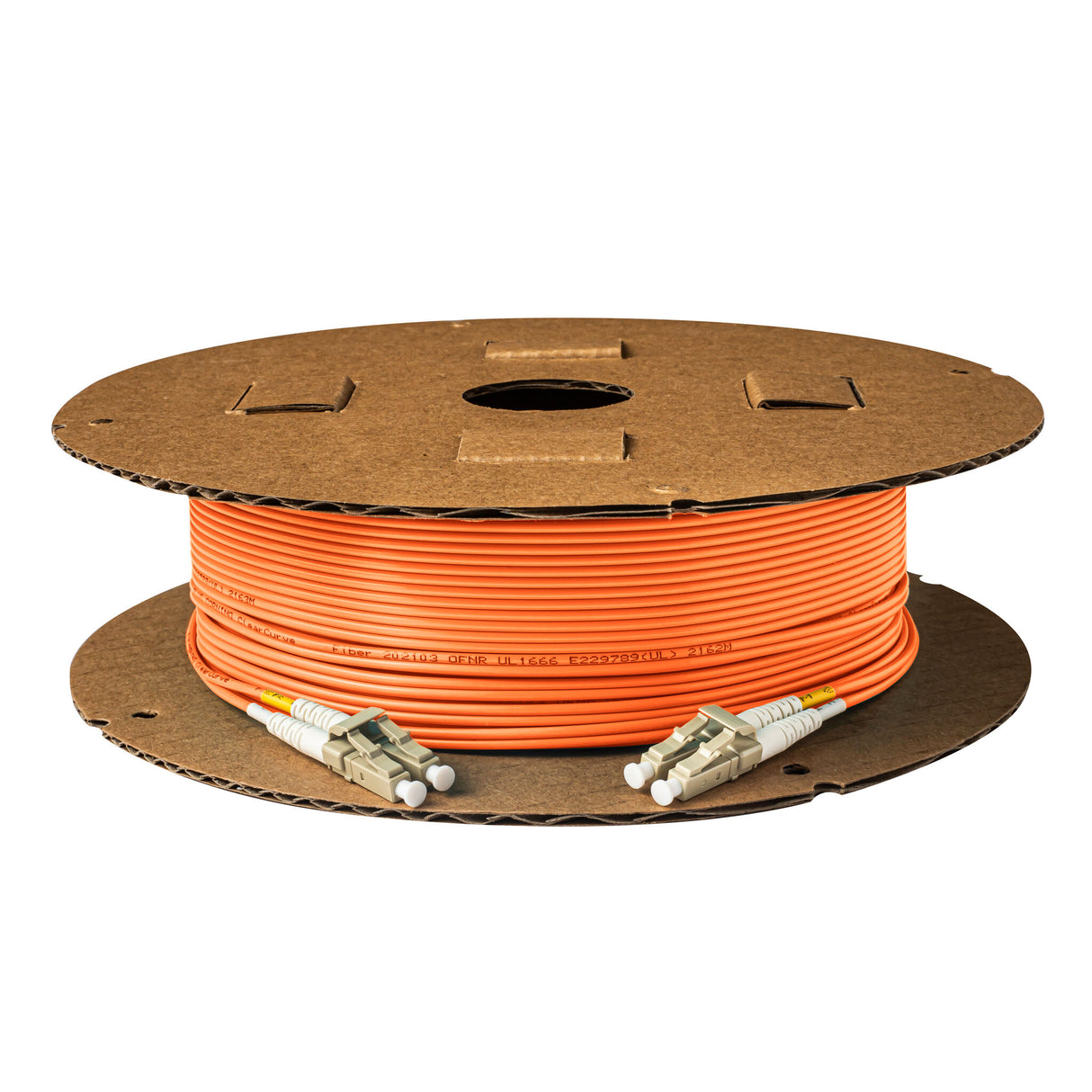 TAA合規 | 電信級 0.2dB  LC/UPC to LC/UPC 多模 OM1 雙工光纖跳線 | 康寧纖芯 |  橘色 OFNR 外被