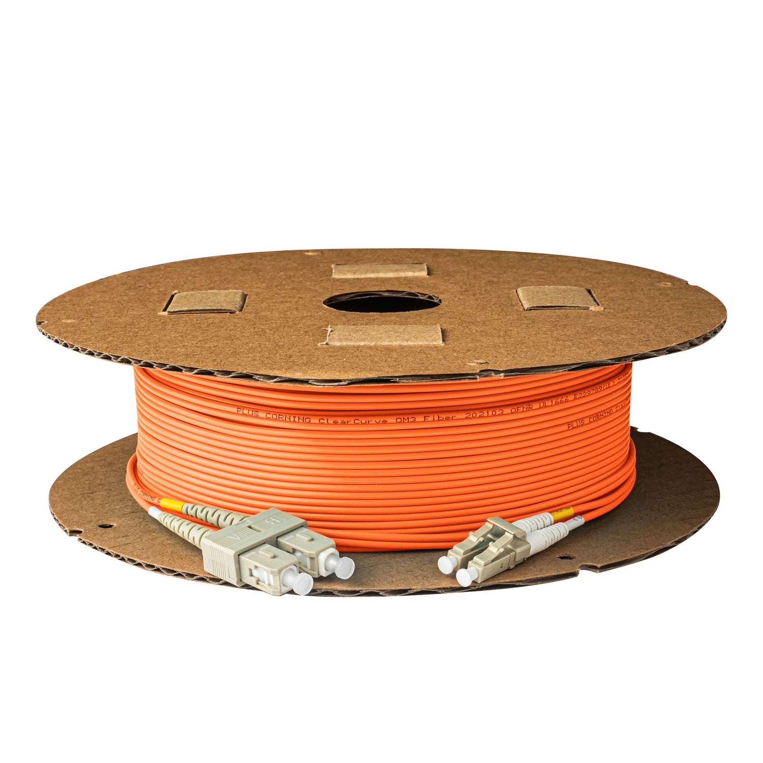 TAA合規 | 電信級 0.2dB  LC/UPC to SC/UPC 多模 OM1 雙工光纖跳線 | 康寧纖芯 |  橘色 OFNR 外被