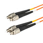 FC-FC multimode OM1 duplex fiber patch cable with Corning InfiniCor OM1 62.5/125um fiber, orange jacket, available in custom lengths. Ideal for data centers, enterprise networks, and server rooms.