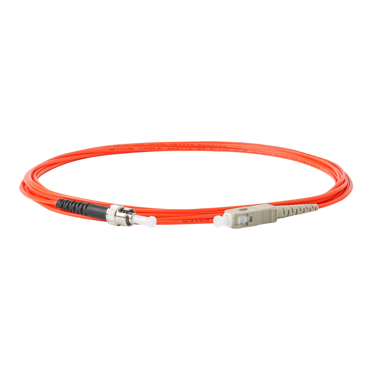 TAA合規 | 電信級 0.2dB  SC/UPC to ST/UPC 多模 OM1 單工光纖跳線 | 康寧纖芯 |  橘色 OFNR 外被