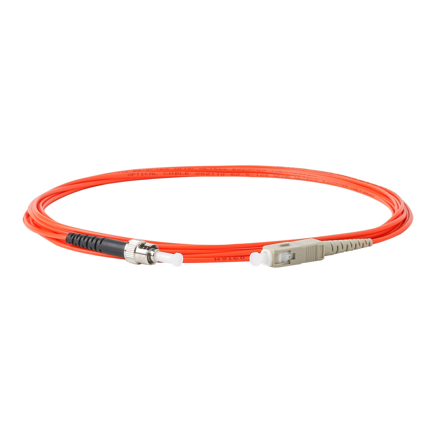 TAA合規 | 電信級 0.2dB  SC/UPC to ST/UPC 多模 OM1 單工光纖跳線 | 康寧纖芯 |  橘色 OFNR 外被