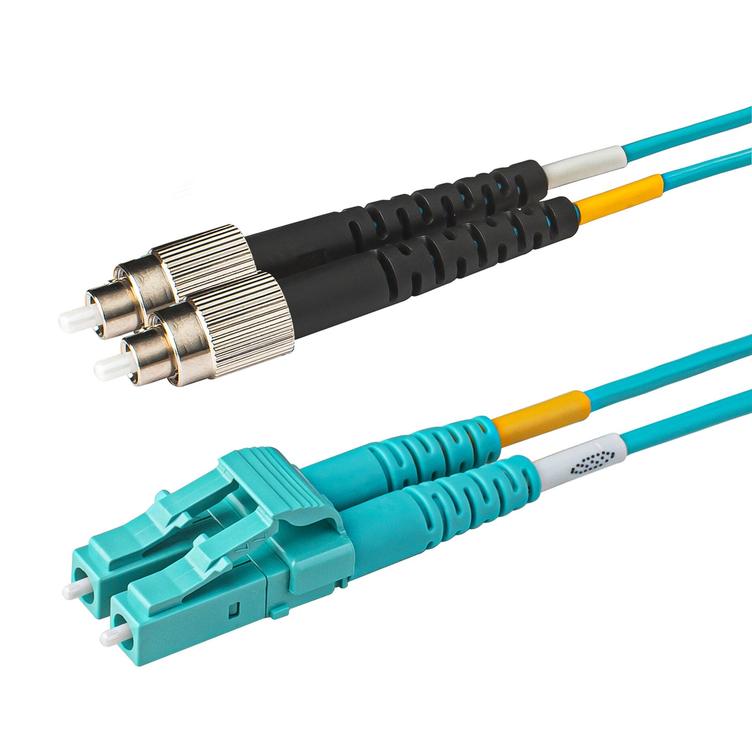 LC-FC multimode OM3 fiber patch cable with Corning OM3 50/125um optical fiber, available in custom lengths and specifications. Ideal for data centers, enterprise networks, and telecom rooms.