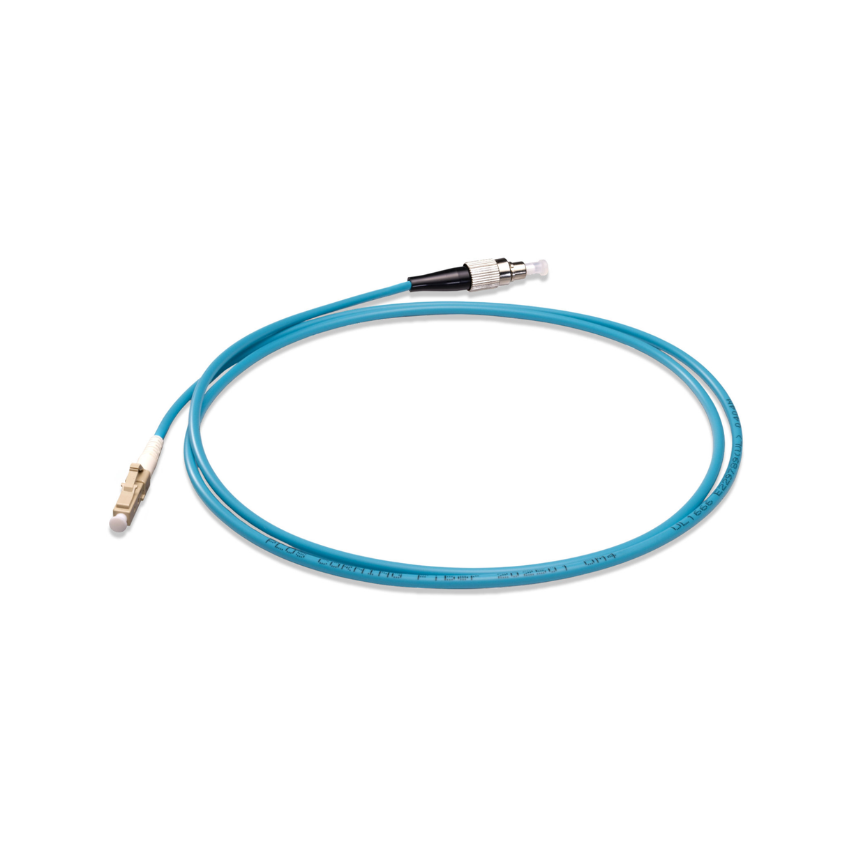 電信級低插損 0.1dB  FC/APC to LC/UPC 多模 OM4 單工光纖跳線 | 康寧纖芯 |  水綠色 LSZH 低煙無鹵外被, 米色接頭