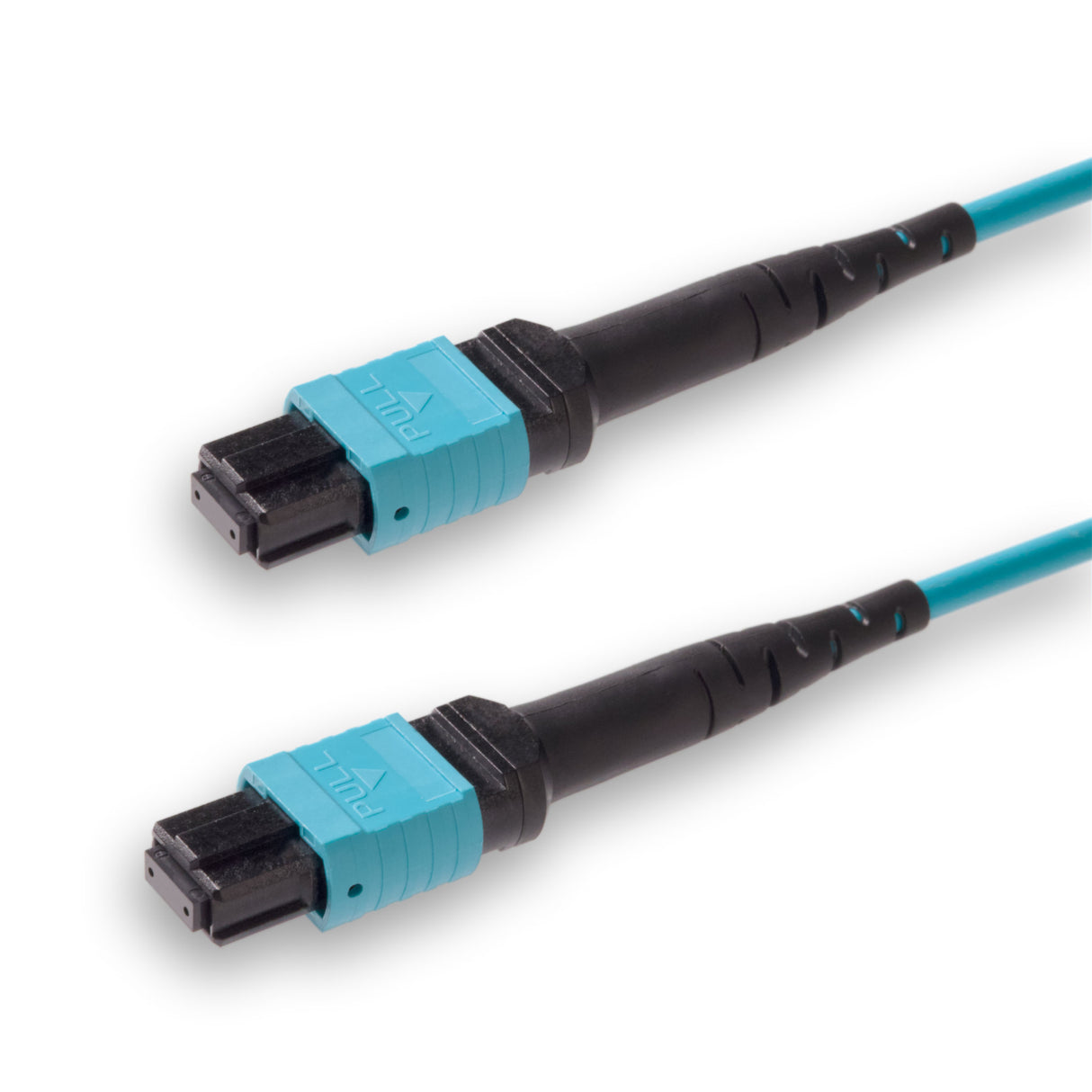 8 芯低插損母頭 MPO/UPC 轉母頭 MPO/UPC 跳線 | 康寧® ClearCurve® OM4 多模光纖 | 極性B,水綠色 MPO-12 接頭,水綠色外被 | OFNR 外被