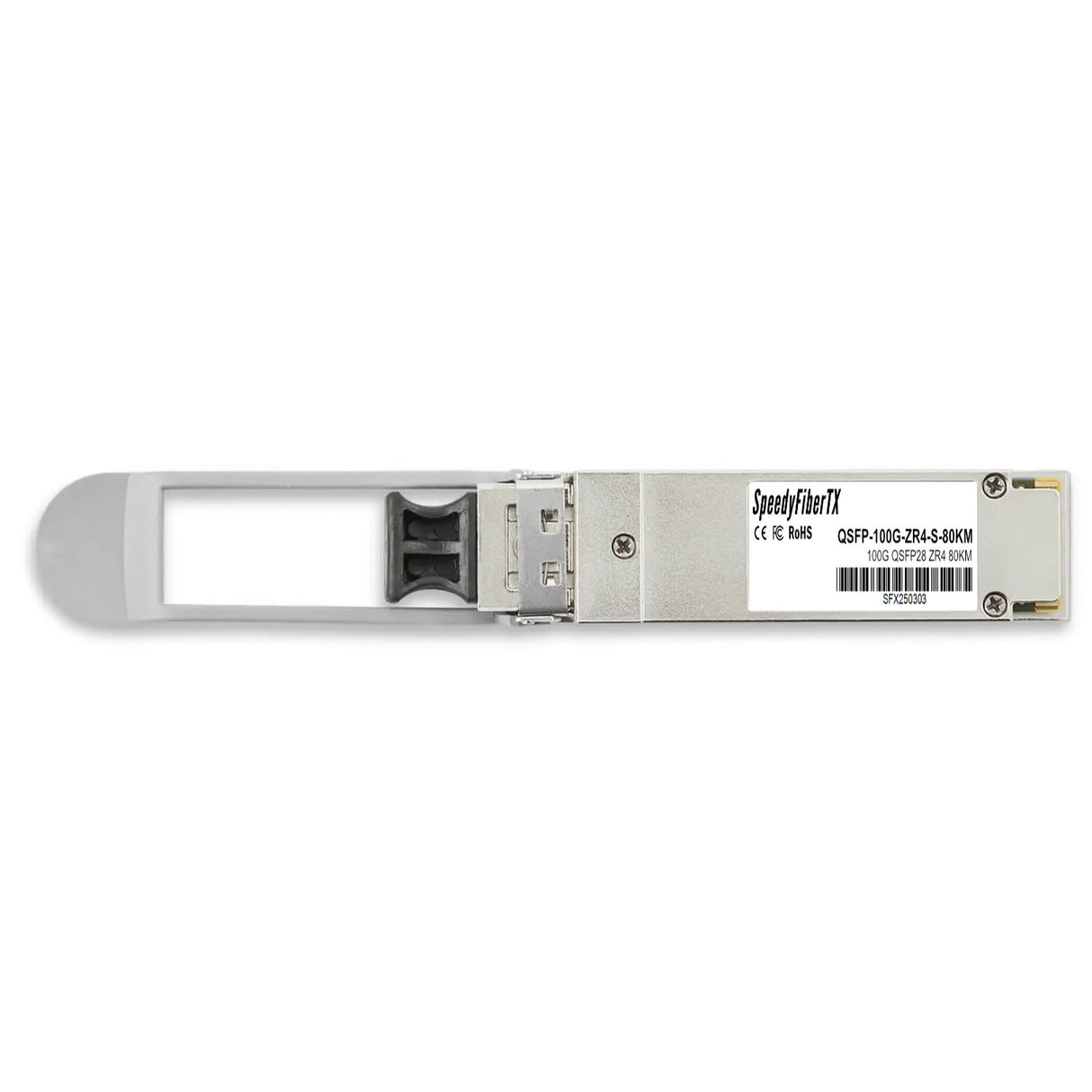 100GBASE-ZR4 QSFP28 Optical Transceiver Module, 1310nm LAN-WDM 80km SMF, DOM Monitoring, LC-UPC Interface, OTU4-Compatible