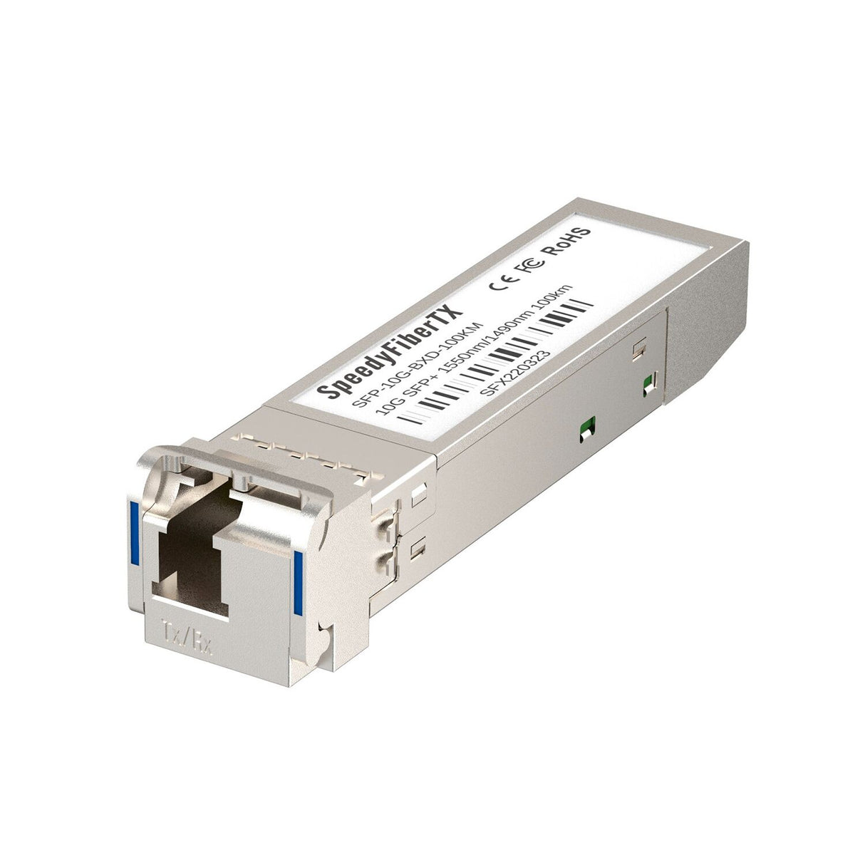 SpeedyFiberTX 10GBASE-BX100-D BiDi SFP+ 1550nm-TX/1490nm-RX 100km DOM Simplex LC/UPC SMF Optical Transceiver Module