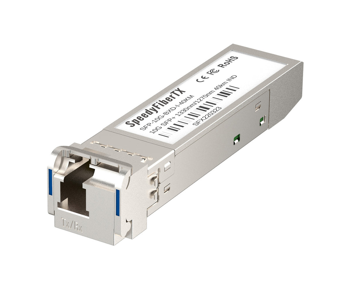SpeedyFiberTX 10GBASE BiDi SFP+1330nm-TX/1270nm-RX 40km DOM Simplex LC/UPC SMF Optical Transceiver Module (Industrial)