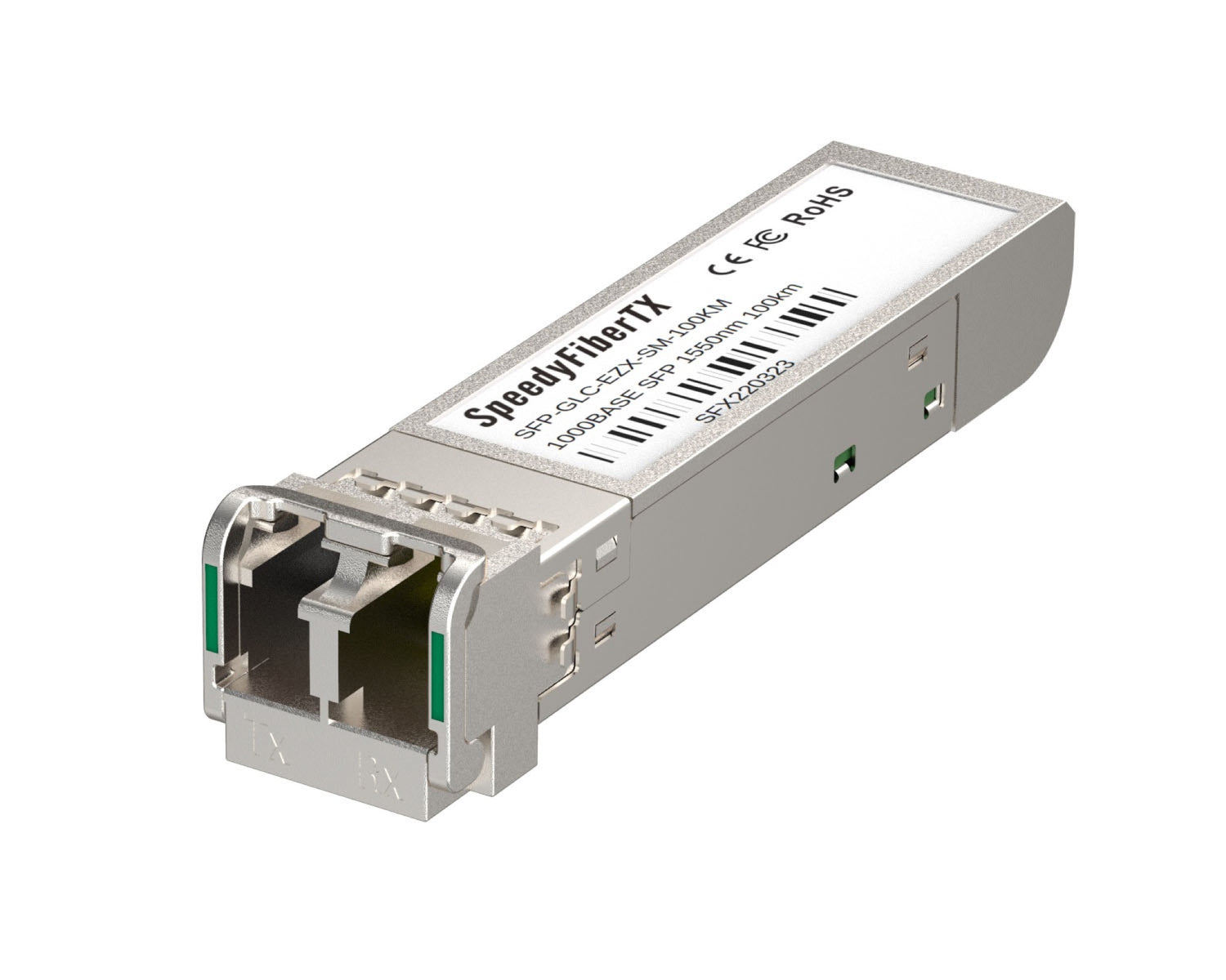 Cisco Compatible 1000BASE-EZX SFP Fiber Module, SMF LC Duplex Connector, 1550nm Wavelength, 100km Reach with DOM Support.