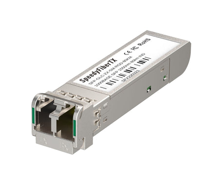 1000BASE-ZX SFP single-mode fiber module with 1550nm wavelength and 80km transmission distance. Industrial-grade design with DOM monitoring, compatible with Cisco GLC-ZX-SM-RGD, ideal for long-distance Gigabit Ethernet applications.