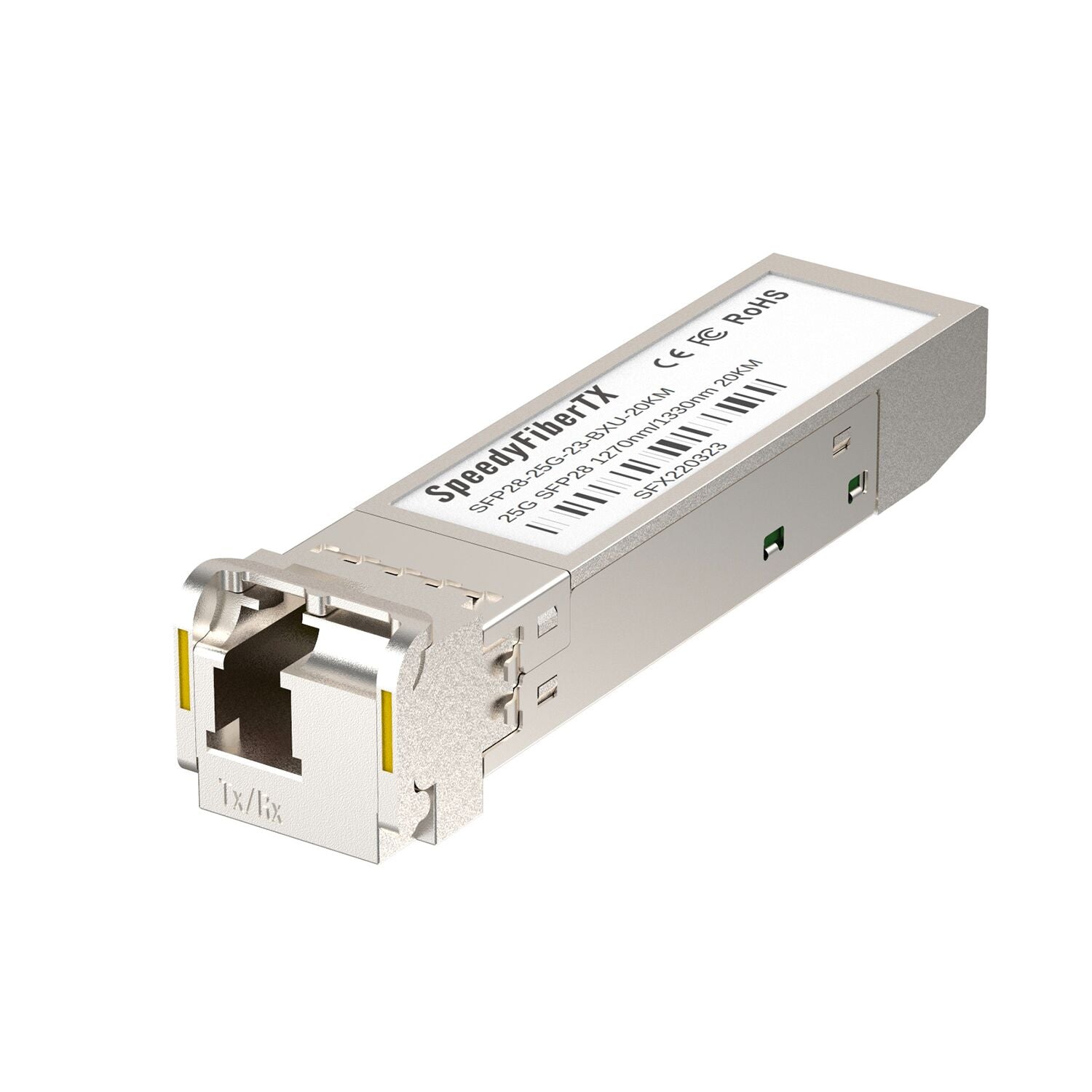 SpeedyFiberTX 25GBASE-U SFP28 BiDi 1270nm-TX/1330nm-RX 20km DOM Simplex LC/UPC SMF Optical Transceiver Module
