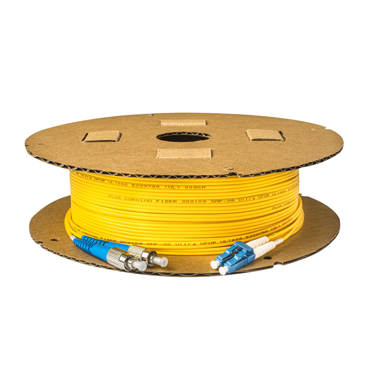 0.2dB LC/UPC to FC/UPC Single-mode Duplex Fiber Patch Cable | Corning SMF-28 Ultra Fiber | OS1/OS2 Compatible | OFNP Jacket