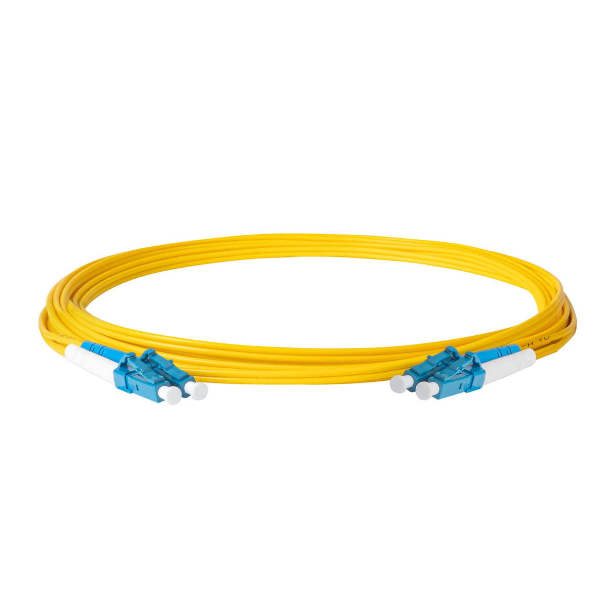 0.2dB LC/UPC to LC/UPC Single-mode Duplex Fiber Patch Cable | Corning SMF-28 Ultra Fiber | Blue and White Boots | OS1/OS2 Compatible | OFNR Jacket