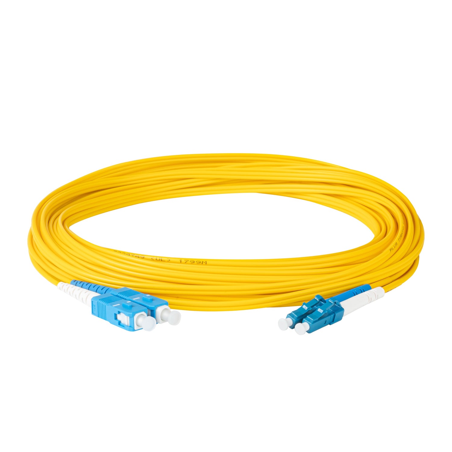 0.2dB LC/UPC to SC/UPC Single-mode Duplex Fiber Patch Cable | Corning SMF-28 Ultra Fiber | Blue and White Boots | OS1/OS2 Compatible | OFNR Jacket
