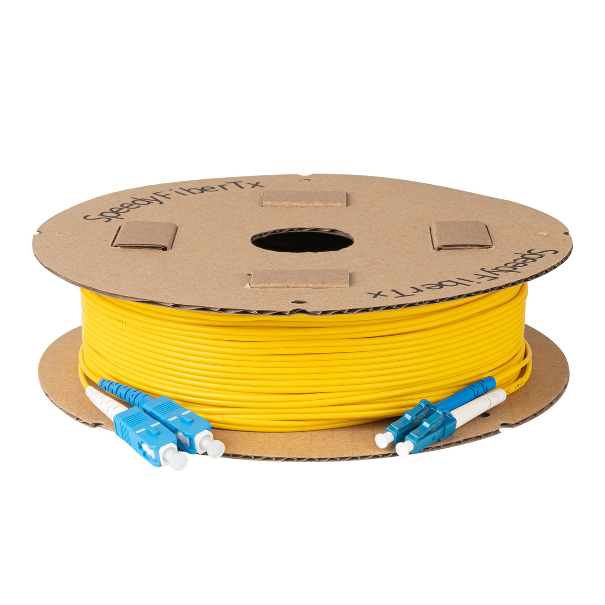0.2dB LC/UPC to SC/UPC Single-mode Duplex Fiber Patch Cable | Corning SMF-28 Ultra Fiber | Blue and White Boots | OS1/OS2 Compatible | OFNR Jacket