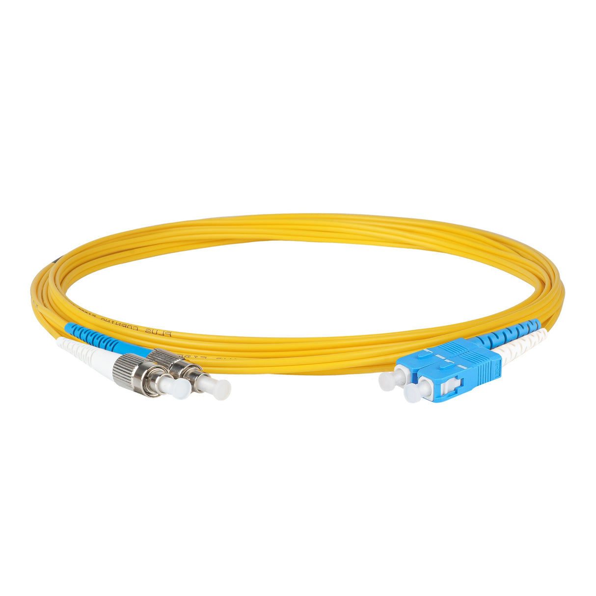 0.2dB SC/UPC to FC/UPC Single-mode Duplex Fiber Patch Cable | Corning SMF-28 Ultra Fiber | Blue and White Boots | OS1/OS2 Compatible | OFNR Jacket
