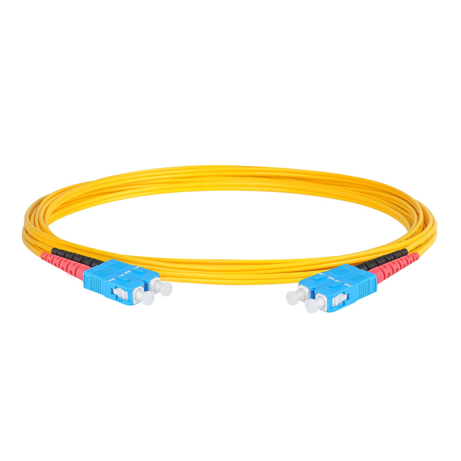 0.2dB SC/UPC to SC/UPC Single-mode Duplex Fiber Patch Cable | Corning SMF-28 Ultra Fiber | Red and Black Boots | OS1/OS2 Compatible | OFNR Jacket
