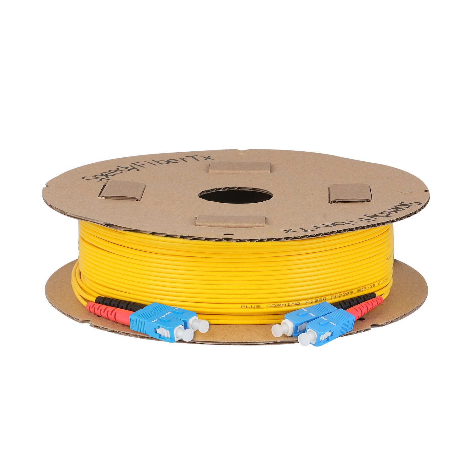 0.2dB SC/UPC to SC/UPC Single-mode Duplex Fiber Patch Cable | Corning SMF-28 Ultra Fiber | Red and Black Boots | OS1/OS2 Compatible | OFNR Jacket