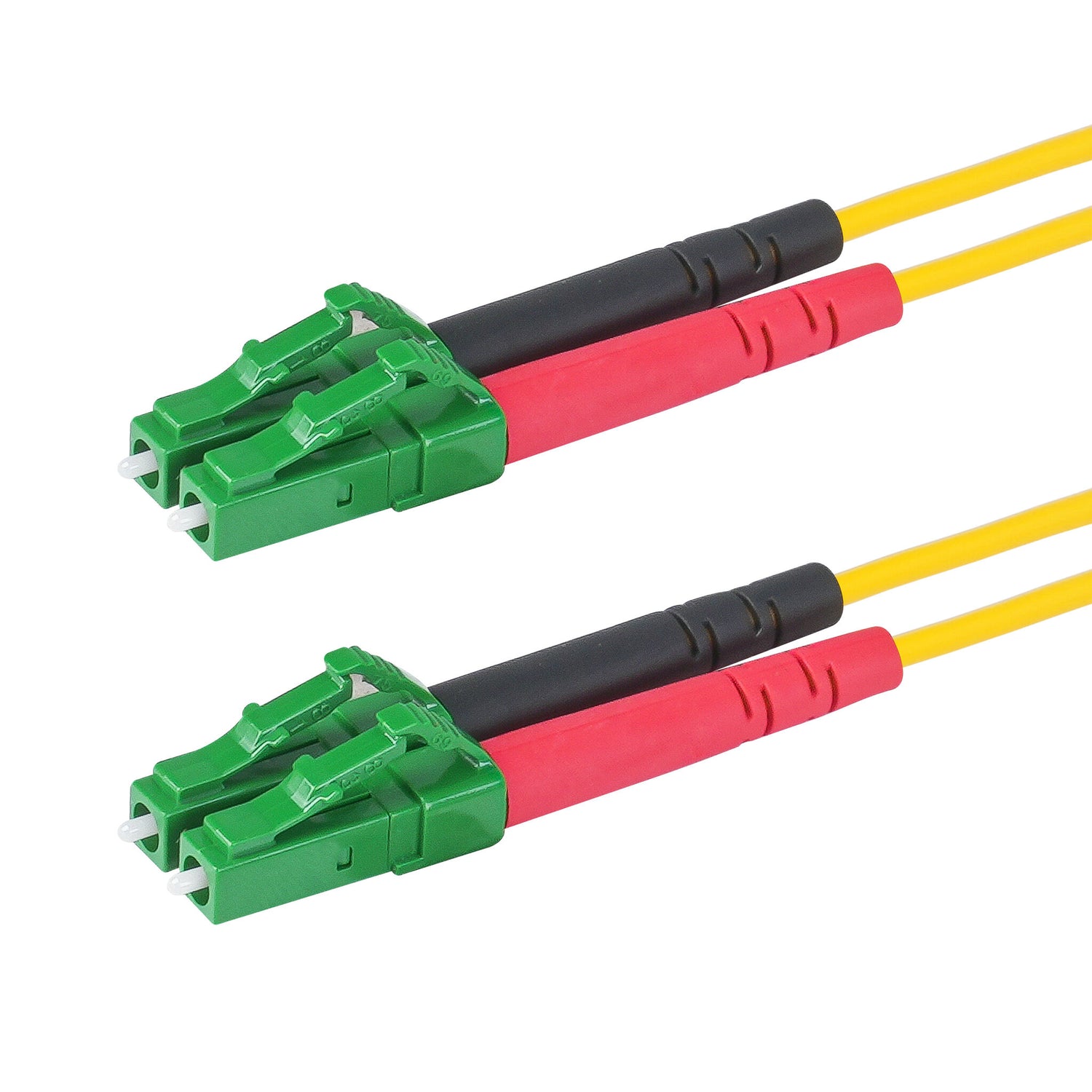 0.2dB LC/APC to LC/APC Single-mode Duplex Fiber Patch Cable | Corning SMF-28 Ultra Fiber | Red and Black Boots | OS1/OS2 Compatible | OFNR Jacket