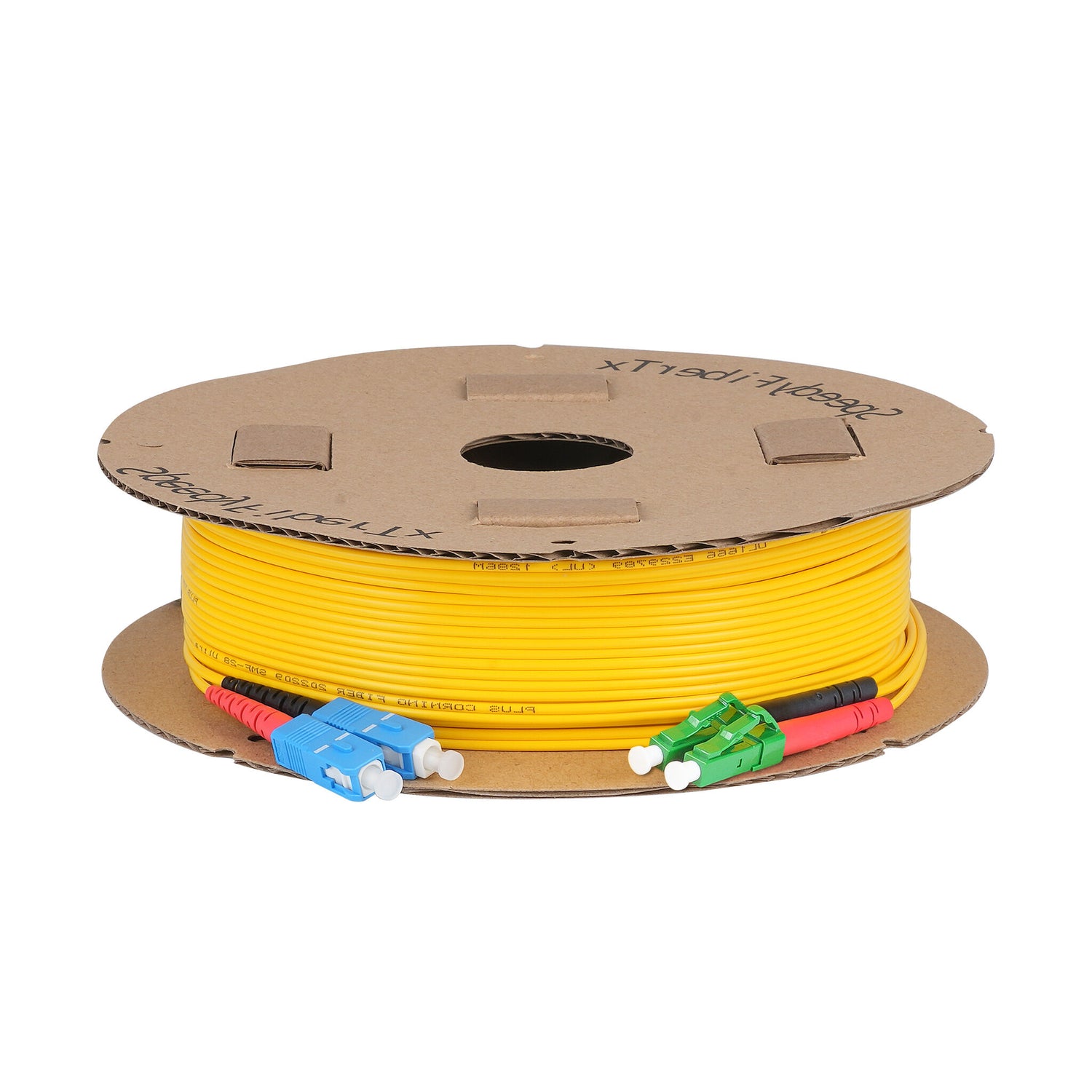 0.2dB LC/APC to SC/UPC Single-mode Duplex Fiber Patch Cable | Corning SMF-28 Ultra Fiber | Red and Black Boots | OS1/OS2 Compatible | OFNR Jacket