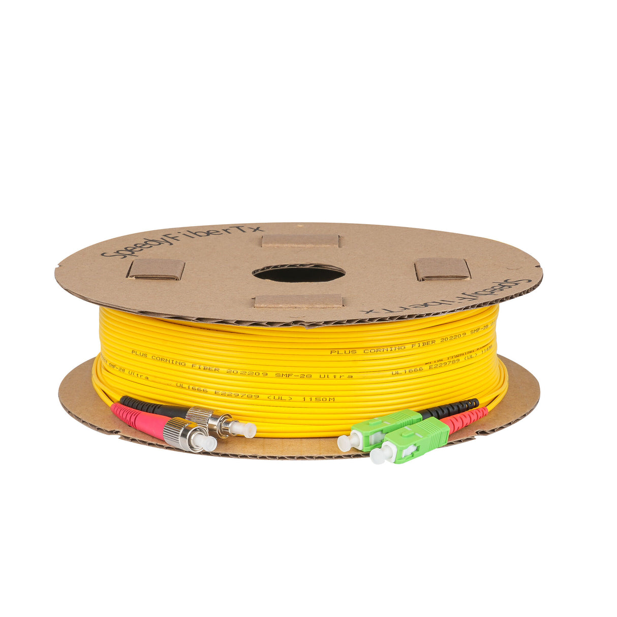 0.2dB SC/APC to FC/UPC Single-mode Duplex Fiber Patch Cable | Corning SMF-28 Ultra Fiber | Red and Black Boots | OS1/OS2 Compatible | OFNR Jacket