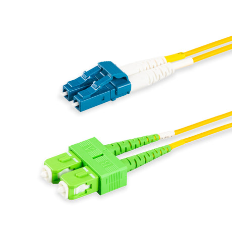 SpeedyFiberTX  SC/APC to LC/UPC Single-Mode Duplex  Fiber Patch Cable | Corning SMF-28 Ultra Fiber | OS1/OS2 Compatible