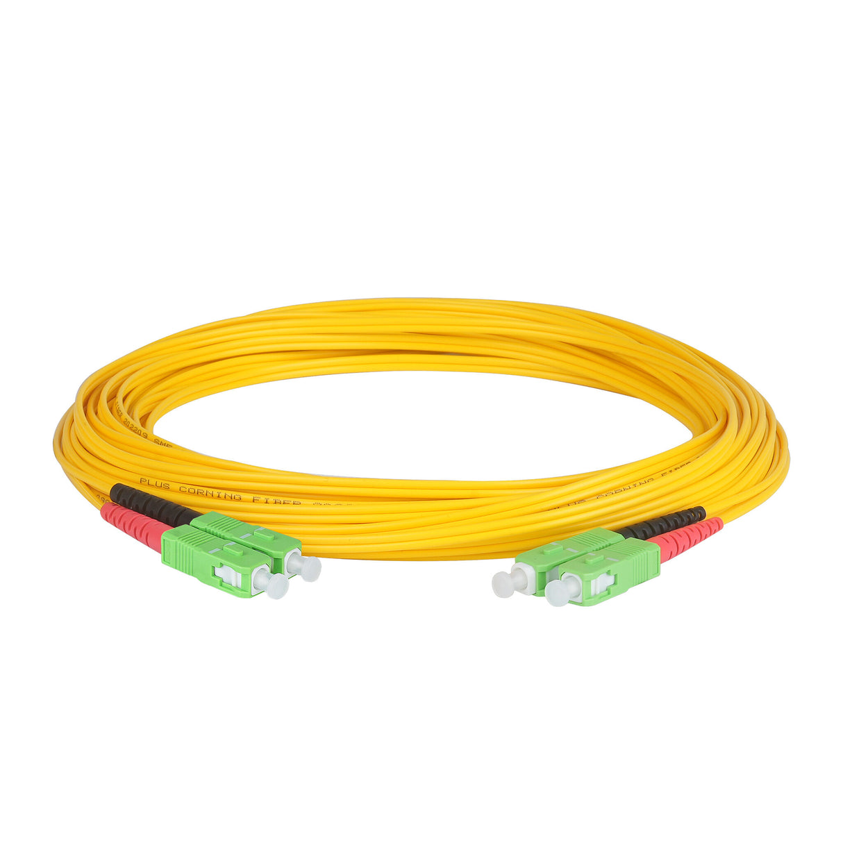 0.2dB SC/APC to SC/APC Single-mode Duplex Fiber Patch Cable | Corning SMF-28 Ultra Fiber | Red and Black Boots | OS1/OS2 Compatible | OFNR Jacket