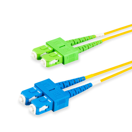 SpeedyFiberTX  SC/APC to SC/UPC Single-Mode Duplex  Fiber Patch Cable | Corning SMF-28 Ultra Fiber | OS1/OS2 Compatible