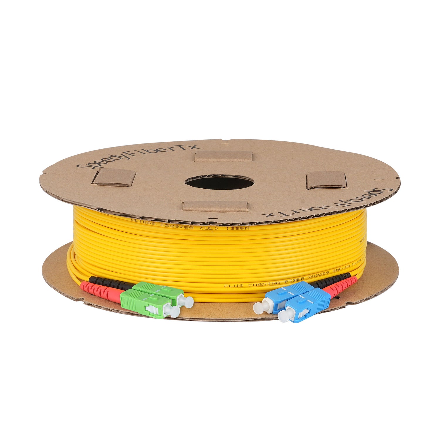 0.2dB SC/APC to SC/UPC Single-mode Duplex Fiber Patch Cable | Corning SMF-28 Ultra Fiber | Red and Black Boots | OS1/OS2 Compatible | OFNR Jacket