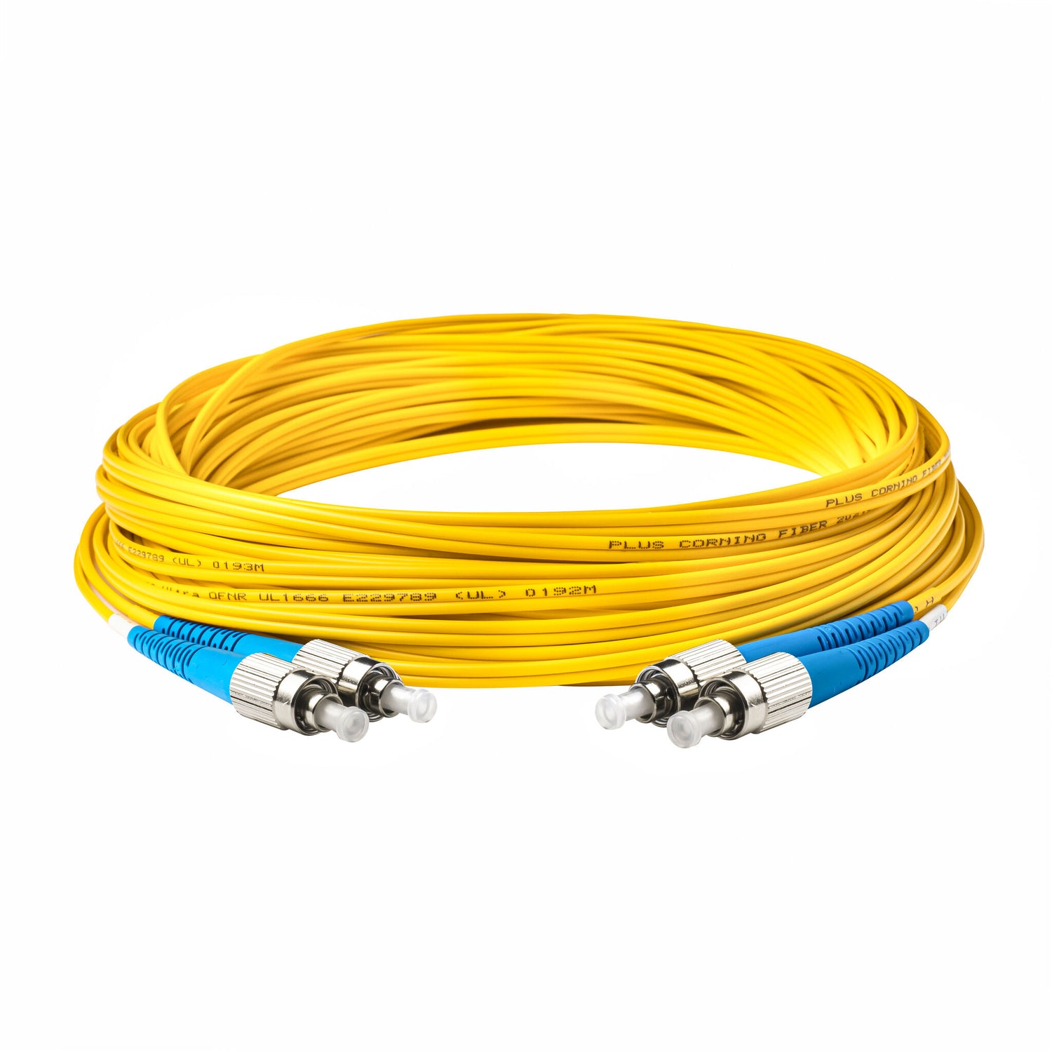 Low Loss 0.15dB FC/UPC to FC/UPC Single-mode Duplex Fiber Patch Cable | Corning SMF-28 Ultra Fiber | OS1/OS2 Compatible | OFNP Jacket