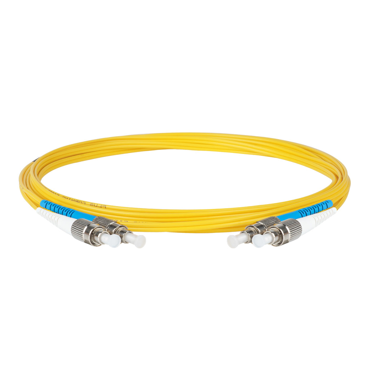 0.2dB FC/UPC to FC/UPC Single-mode Duplex Fiber Patch Cable | Corning SMF-28 Ultra Fiber | Blue and White Boots | OS1/OS2 Compatible | OFNR Jacket