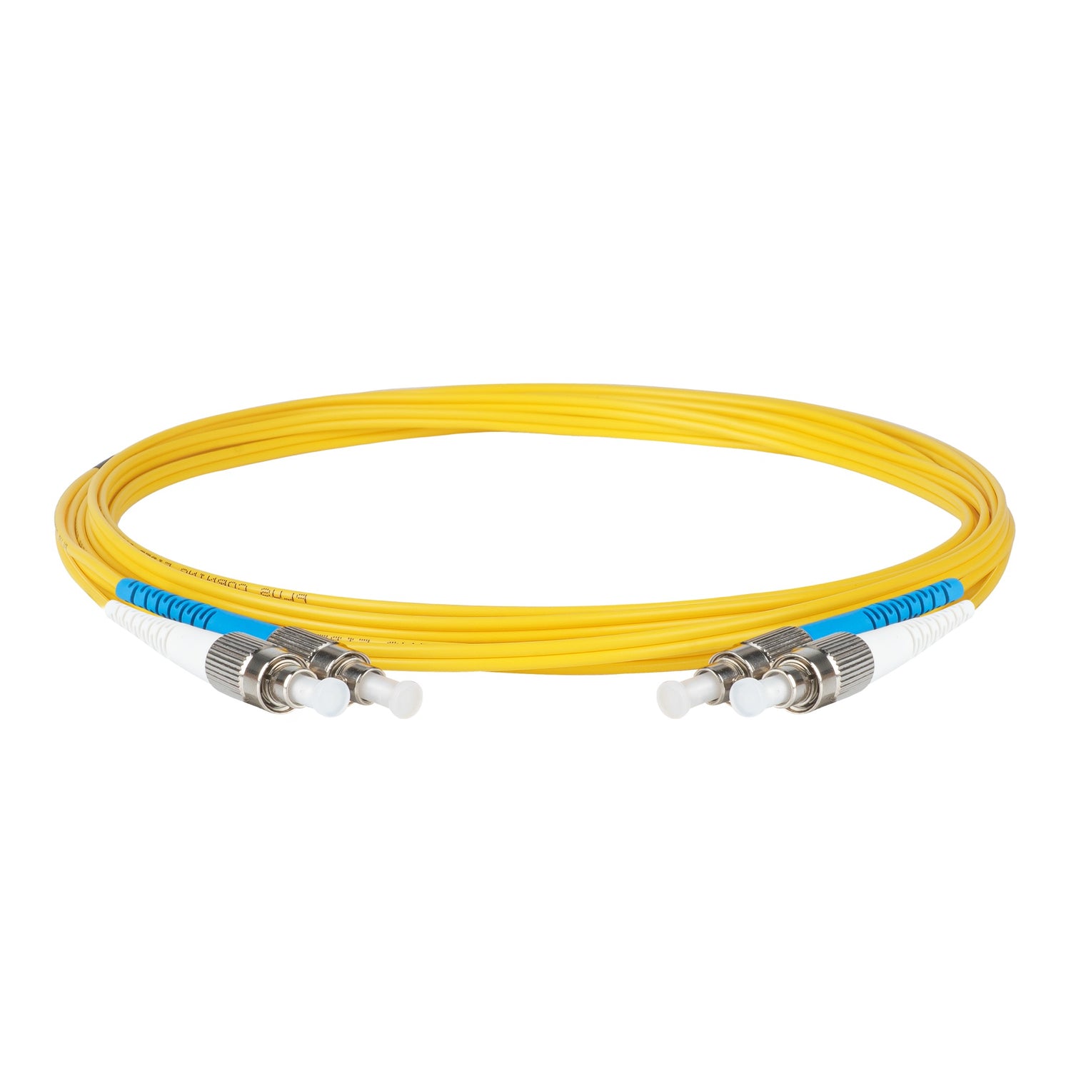 0.2dB FC/UPC to FC/UPC Single-mode Duplex Fiber Patch Cable | Corning SMF-28 Ultra Fiber | Blue and White Boots | OS1/OS2 Compatible | OFNR Jacket