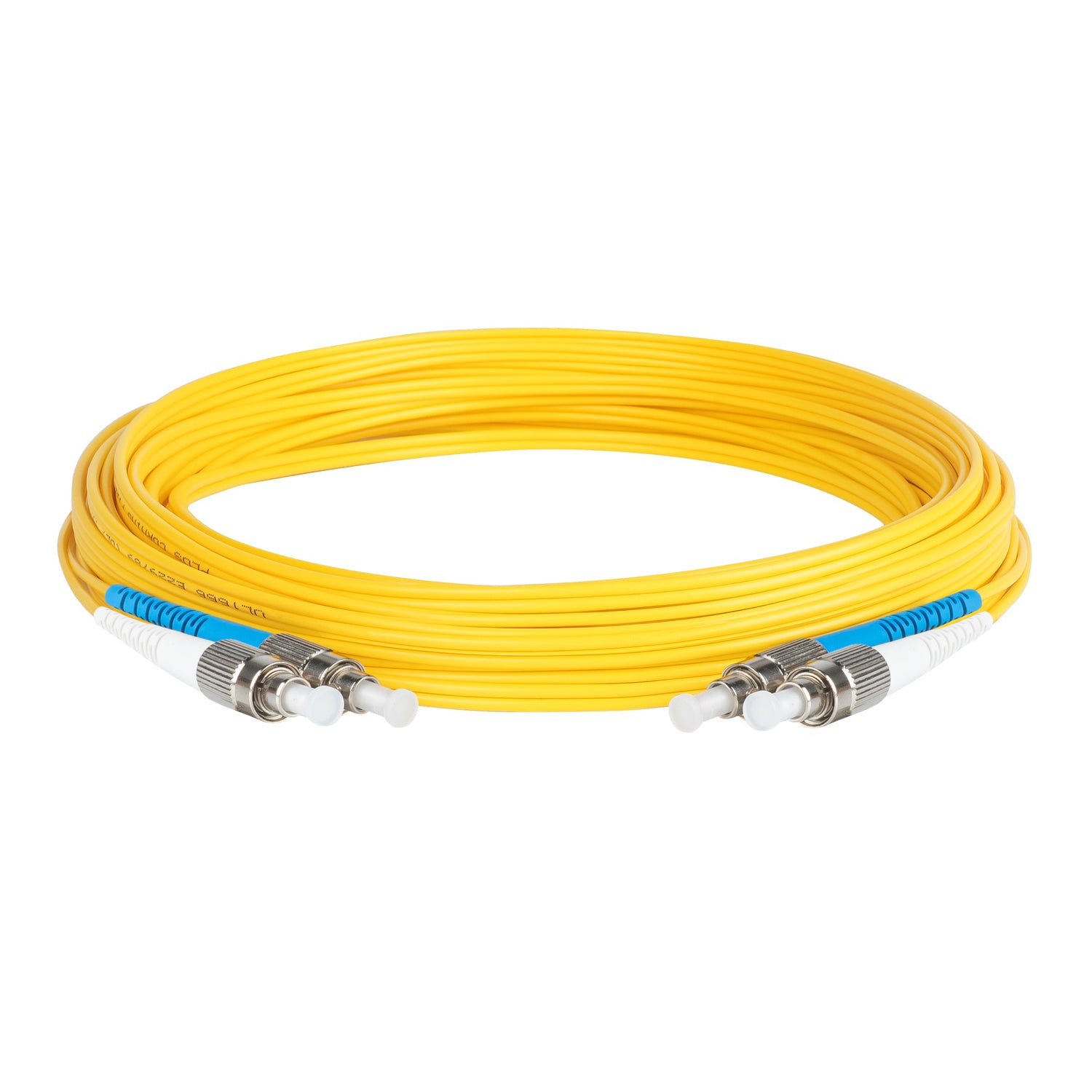0.2dB FC/UPC to FC/UPC Single-mode Duplex Fiber Patch Cable | Corning SMF-28 Ultra Fiber | Blue and White Boots | OS1/OS2 Compatible | OFNR Jacket