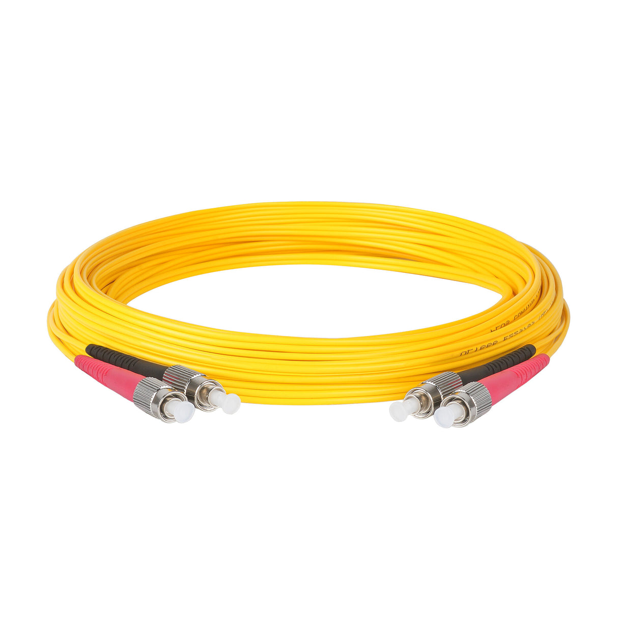 0.2dB FC/UPC to FC/UPC Single-mode Duplex Fiber Patch Cable | Corning SMF-28 Ultra Fiber | Red and Black Boots | OS1/OS2 Compatible | OFNR Jacket