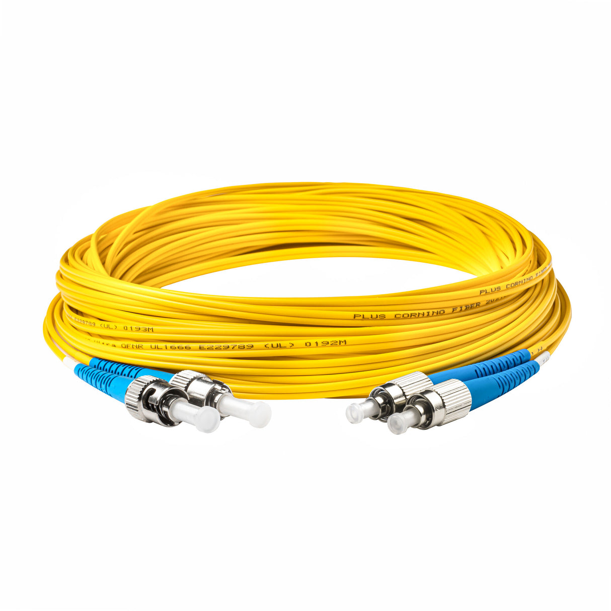 Low Loss 0.15dB ST/UPC to FC/UPC Single-mode Duplex Fiber Patch Cable | Corning SMF-28 Ultra Fiber | OS1/OS2 Compatible | OFNP Jacket