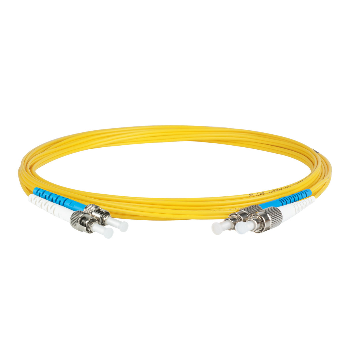 0.2dB ST/UPC to FC/UPC Single-mode Duplex Fiber Patch Cable | Corning SMF-28 Ultra Fiber | Blue and White Boots | OS1/OS2 Compatible | OFNR Jacket