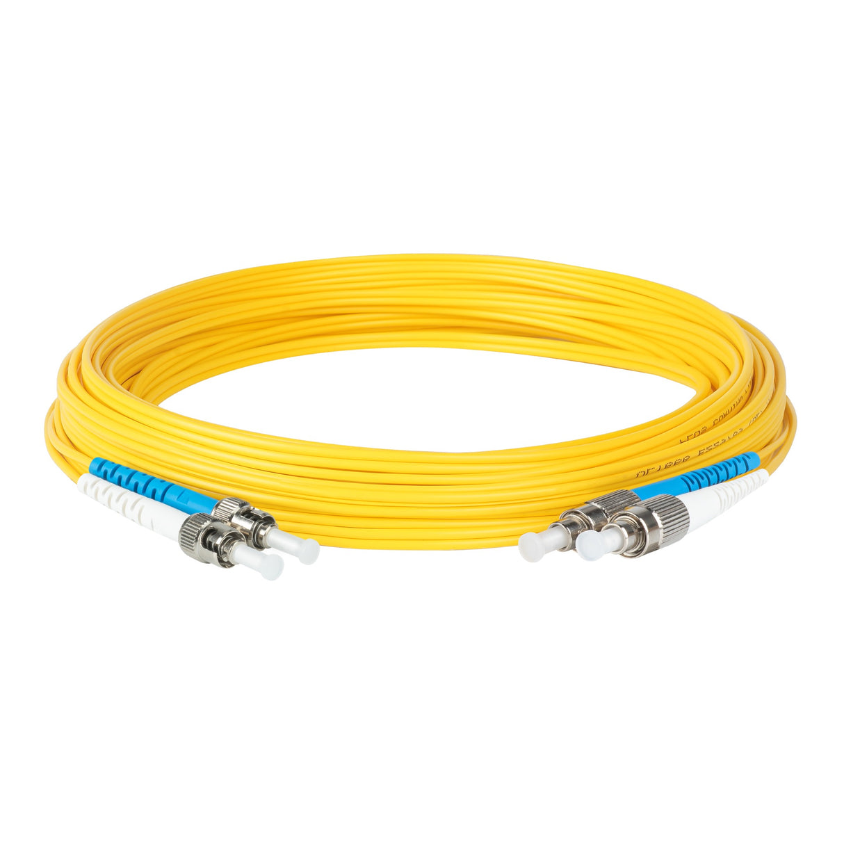 0.2dB ST/UPC to FC/UPC Single-mode Duplex Fiber Patch Cable | Corning SMF-28 Ultra Fiber | Blue and White Boots | OS1/OS2 Compatible | OFNR Jacket