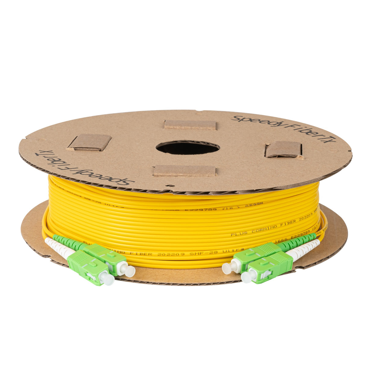 0.2dB SC/APC to SC/APC Single-mode Duplex Fiber Patch Cable | Corning SMF-28 Ultra Fiber | Green and White Boots | OS1/OS2 Compatible | OFNR Jacket