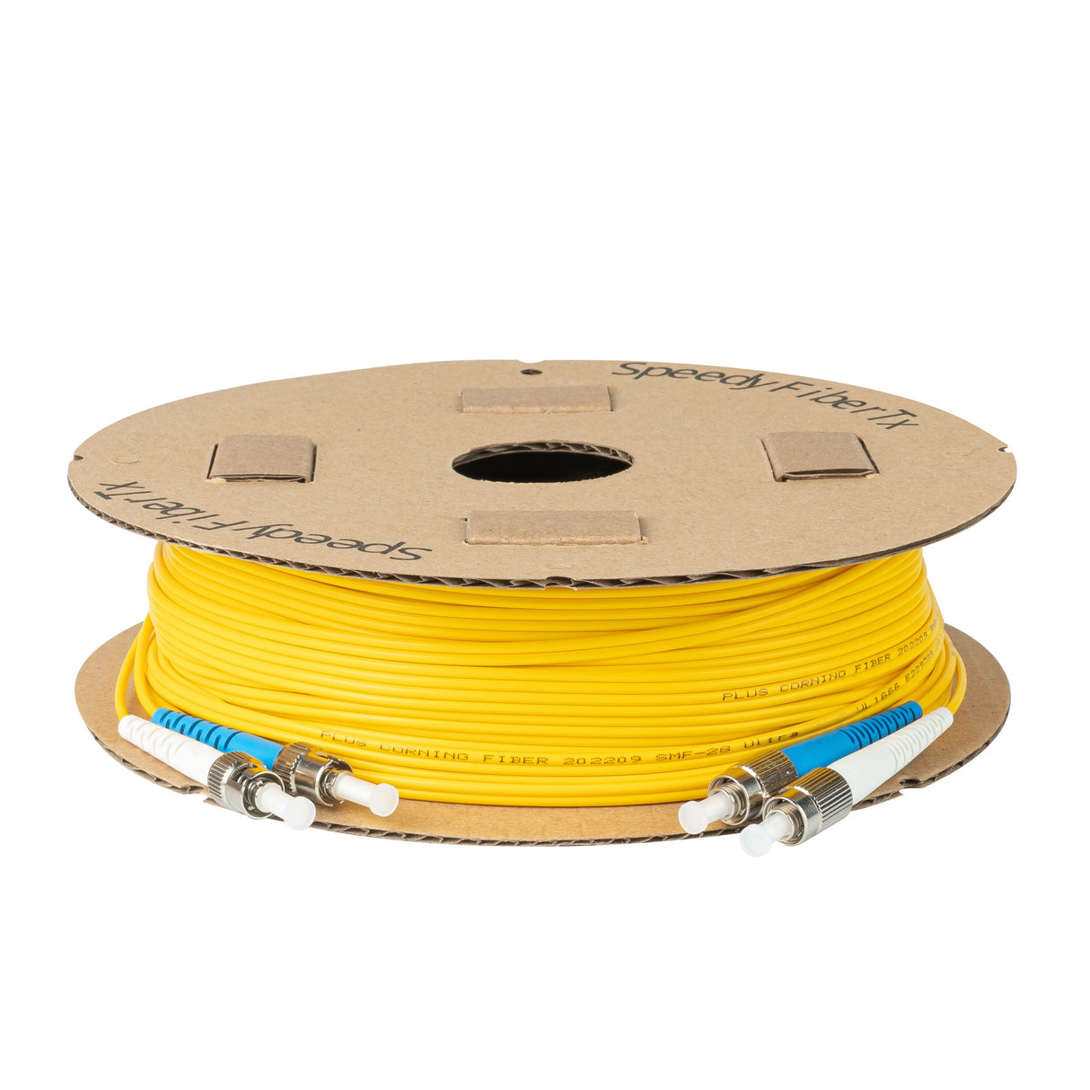 0.2dB ST/UPC to FC/UPC Single-mode Duplex Fiber Patch Cable | Corning SMF-28 Ultra Fiber | Blue and White Boots | OS1/OS2 Compatible | OFNR Jacket