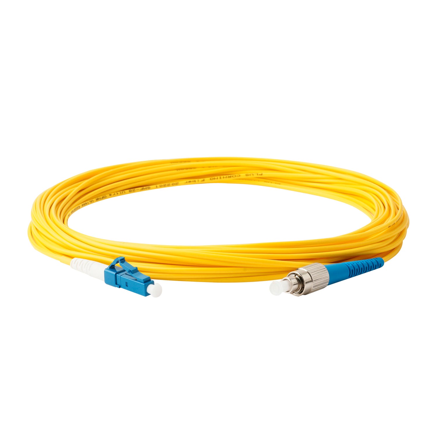 Low Loss 0.15dB LC/UPC to FC/UPC Single-mode Simplex Fiber Patch Cable | Corning SMF-28 Ultra Fiber | OS1/OS2 Compatible | OFNR Jacket