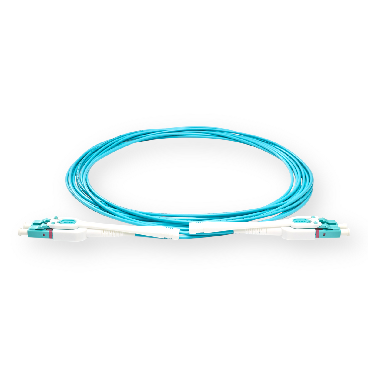 Push-Pull Tab Uniboot Ultra Low Loss 0.1dB OM4 LC/UPC to LC/UPC Fiber Patch Cable | Polarity Switchable | Corning OM4 Fiber | Aqua Connector | OFNP Jacket | Speedy Model E Push-Pull Tab Uniboot
