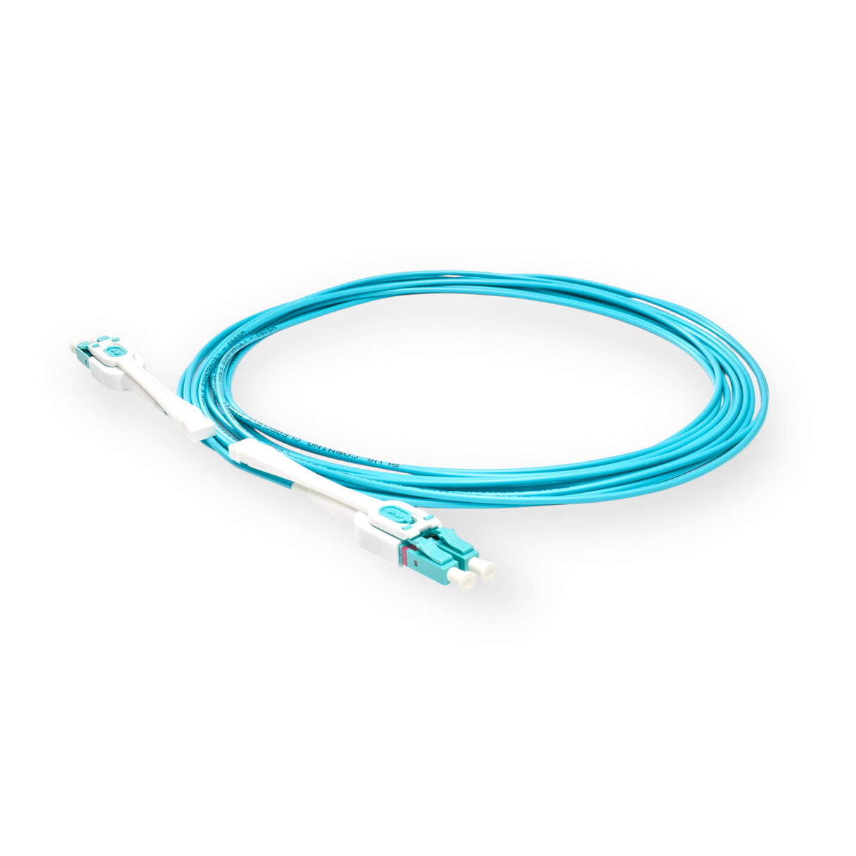 Push-Pull Tab Uniboot Ultra Low Loss 0.1dB OM4 LC/UPC to LC/UPC Fiber Patch Cable | Polarity Switchable | Corning OM4 Fiber | Aqua Connector | OFNP Jacket | Speedy Model E Push-Pull Tab Uniboot