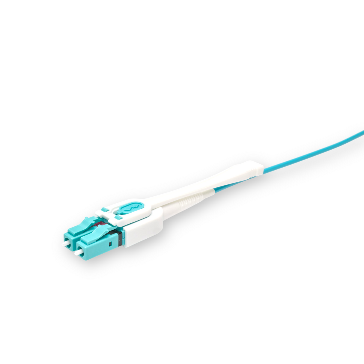Push-Pull Tab Uniboot Ultra Low Loss 0.1dB OM4 LC/UPC to LC/UPC Fiber Patch Cable | Polarity Switchable | Corning OM4 Fiber | Aqua Connector | OFNP Jacket | Speedy Model E Push-Pull Tab Uniboot