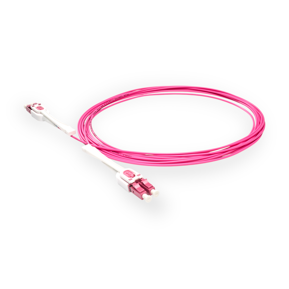 Push-Pull Tab Uniboot Ultra Low Loss 0.1dB OM4 LC/UPC to LC/UPC Fiber Patch Cable | Polarity Switchable | Corning OM4 Fiber | Magenta Connector | OFNR Jacket | Speedy Model E Push-Pull Tab Uniboot