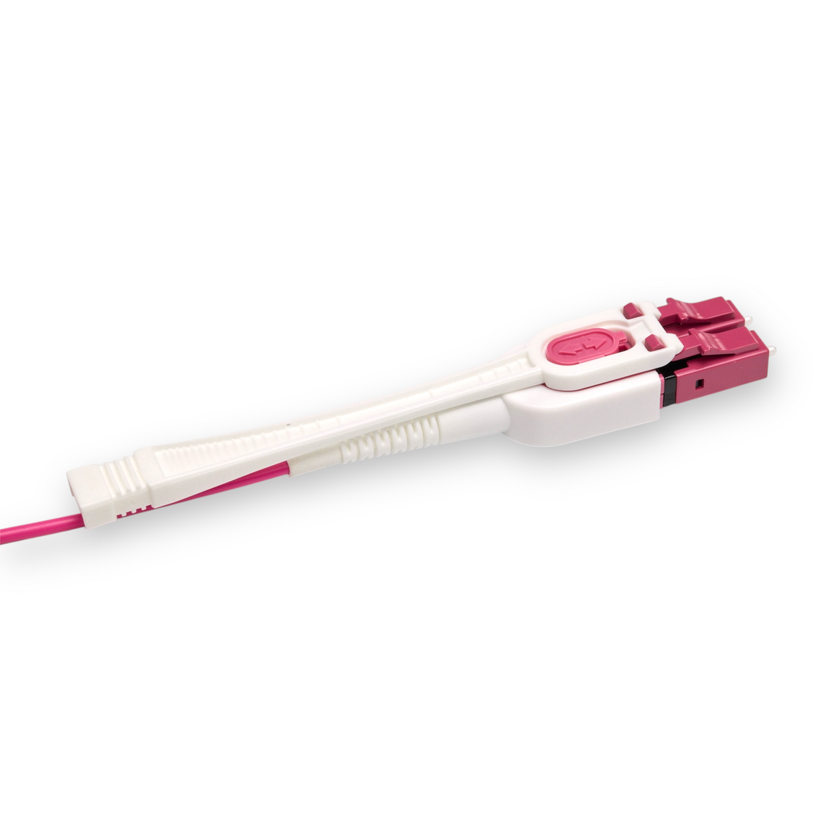 Push-Pull Tab Uniboot Ultra Low Loss 0.1dB OM4 LC/UPC to LC/UPC Fiber Patch Cable | Polarity Switchable | Corning OM4 Fiber | Magenta Connector | OFNR Jacket | Speedy Model E Push-Pull Tab Uniboot